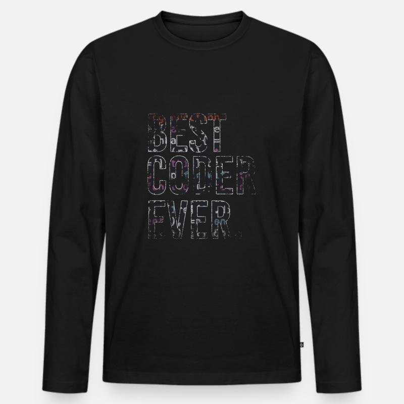 Best Coder Ever Coding - Männer Premium Bio Langarmshirt - Schwarz