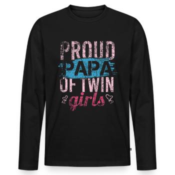 Proud Papa Twin Girls Dad Father's Day twins father - Men's Premium Organic Long Sleeve Shirt - black - Front - Nico (187cm)