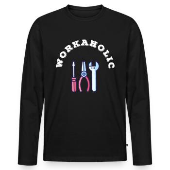 Ich bin Workaholic Geschenkidee Geburtstag - Männer Premium Bio Langarmshirt - Schwarz - Vorne - Nico (187cm)