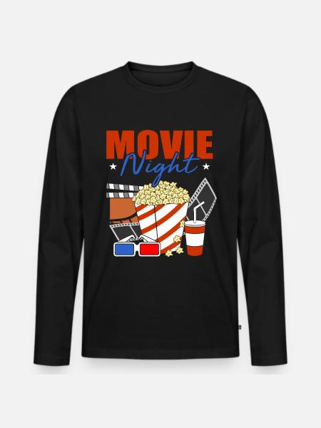 Cinema Lover - Männer Premium Bio Langarmshirt - Schwarz