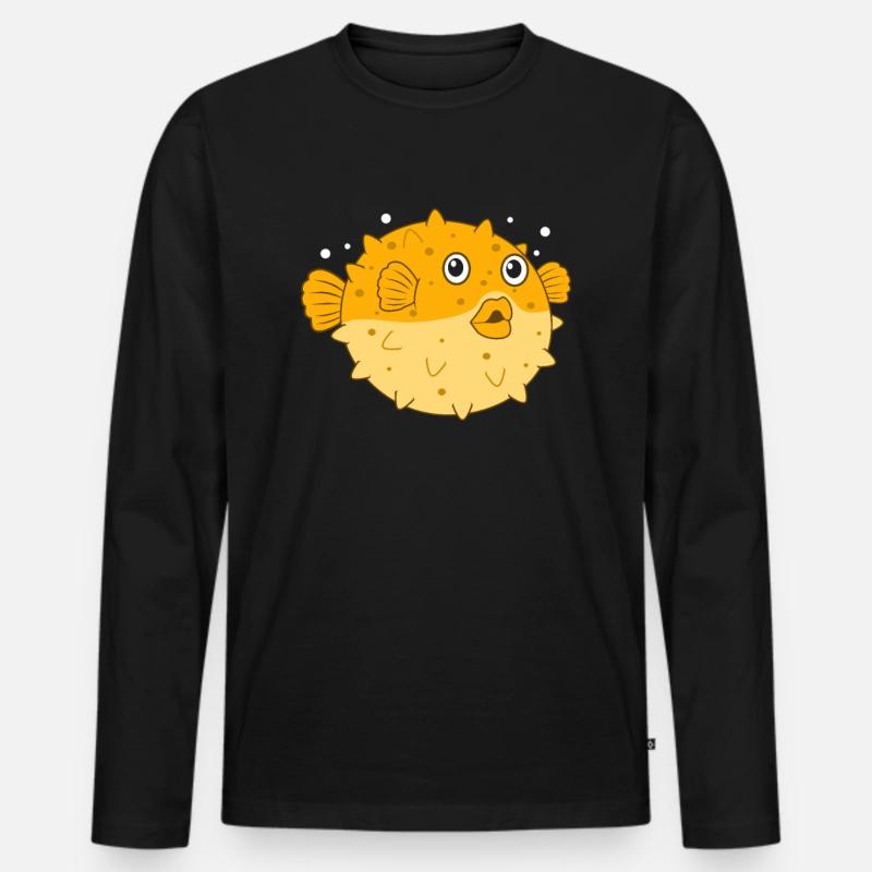 Kugelfisch - Männer Premium Bio Langarmshirt - Schwarz