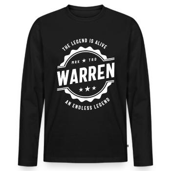 Warren Personalized Name Birthday Gift - Men's Premium Organic Long Sleeve Shirt - black - Front - Nico (187cm)