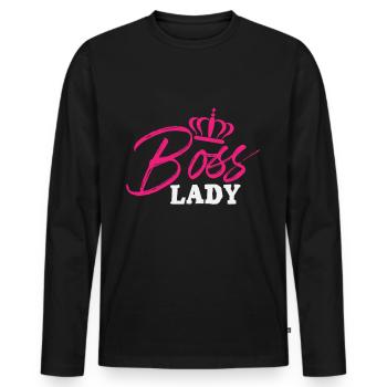 Patron Lady Womens T-shirt - T-shirt manches longues Premium bio Homme - noir - Devant - Nico (187cm)