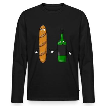 Vin de baguette - T-shirt manches longues Premium bio Homme - noir - Devant - Nico (187cm)
