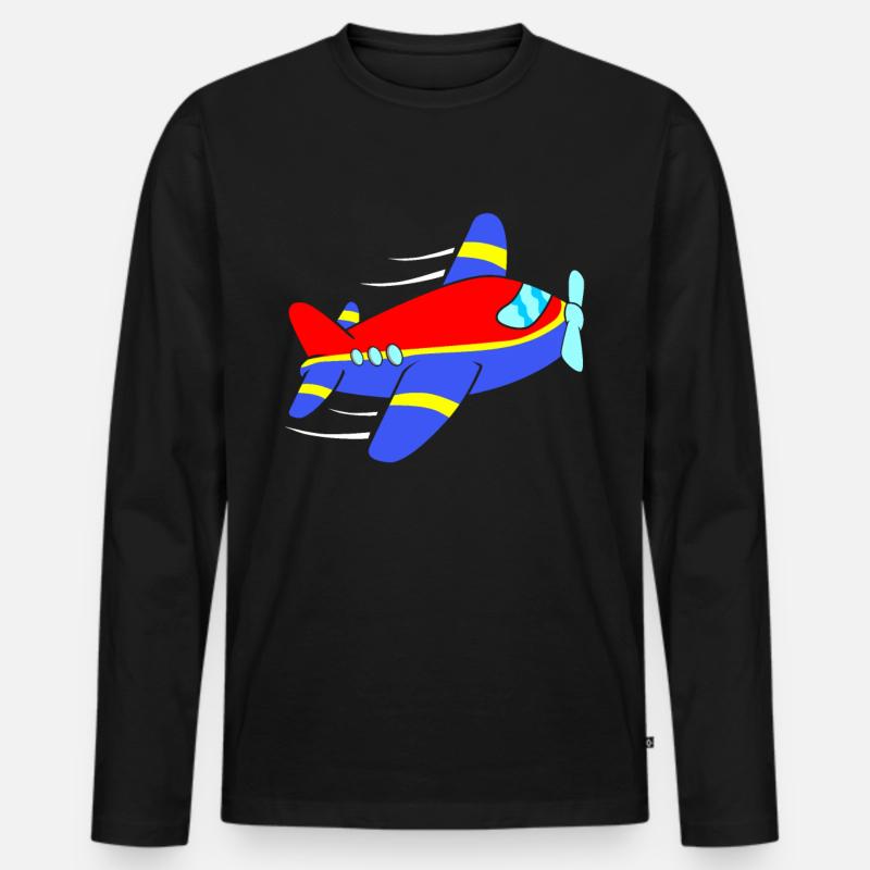 Flugzeug Flieger - Männer Premium Bio Langarmshirt - Schwarz