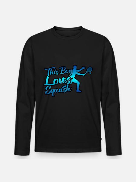This boy loves squash - Men's Premium Organic Long Sleeve Shirt - black