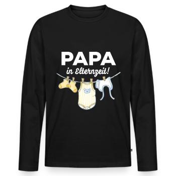 PAPA MACHT DAS schon! GESCHENKIDEE elternzeit - Männer Premium Bio Langarmshirt - Schwarz - Vorne - Nico (187cm)