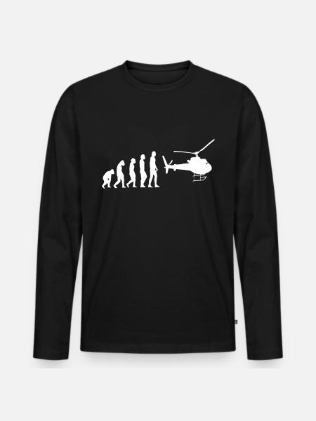 Helicopter helli Hellikopter pilot flying - Men's Premium Organic Long Sleeve Shirt - black