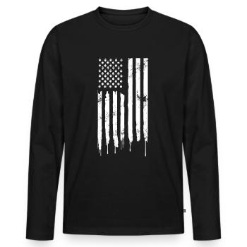 American Football Stars and Stripes - Men's Premium Organic Long Sleeve Shirt - black - Front - Nico (187cm)
