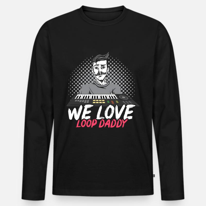 WE LOVE LOOP DADDY DJ MUSIK LOOP - Männer Premium Bio Langarmshirt - Schwarz