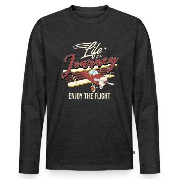 plane - Men's Premium Organic Long Sleeve Shirt - heather anthracite - Front - Nico (187cm)