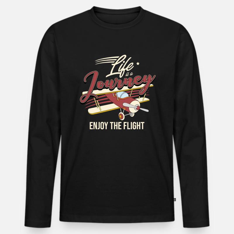 Flugzeug - Männer Premium Bio Langarmshirt - Schwarz