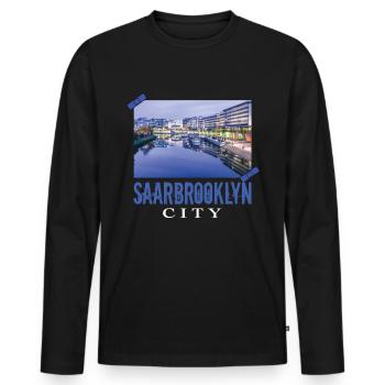 Saarbrücken Saarland Saarbrooklyn City Saar - Männer Premium Bio Langarmshirt - Schwarz - Vorne - Nico (187cm)
