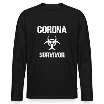 Corona survivant virus sarcasme de la grippe - T-shirt manches longues Premium bio Homme - noir - Devant - Nico (187cm)