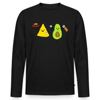 Guacamole Nacho Avocado Fiesta Mexique - T-shirt manches longues Premium bio Homme - noir - Devant - Nico (187cm)