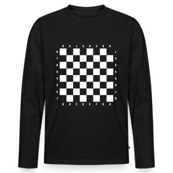 échiquier - T-shirt manches longues Premium bio Homme - noir - Devant - Nico (187cm)