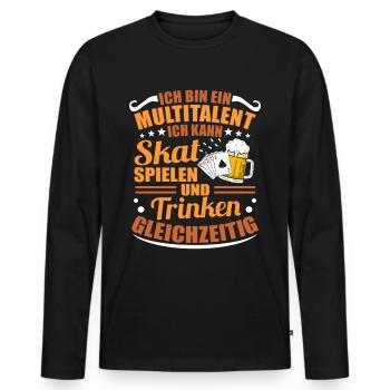 Skat Skatspieler Kartenspiel Karten Spiel - Männer Premium Bio Langarmshirt - Schwarz - Vorne - Nico (187cm)