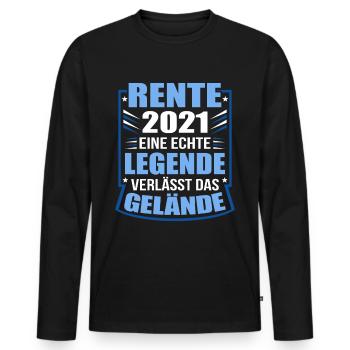 Rente 2021 Eine Echte Legende Verlässt Das Gelände - Männer Premium Bio Langarmshirt - Schwarz - Vorne - Nico (187cm)