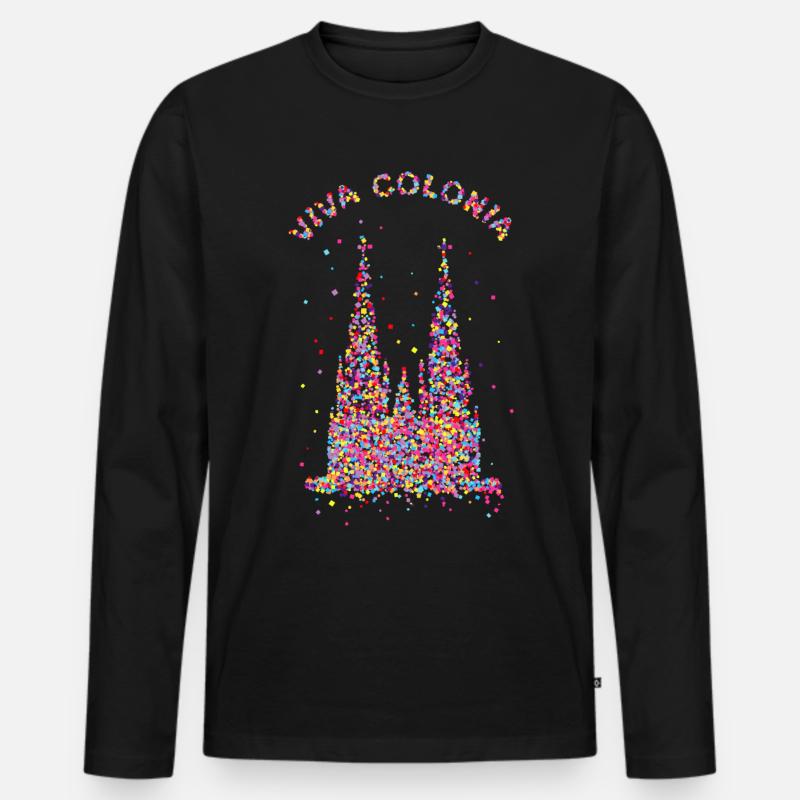 Viva Colonia, Kölner Dom, Konfetti, Facching - Männer Premium Bio Langarmshirt - Schwarz