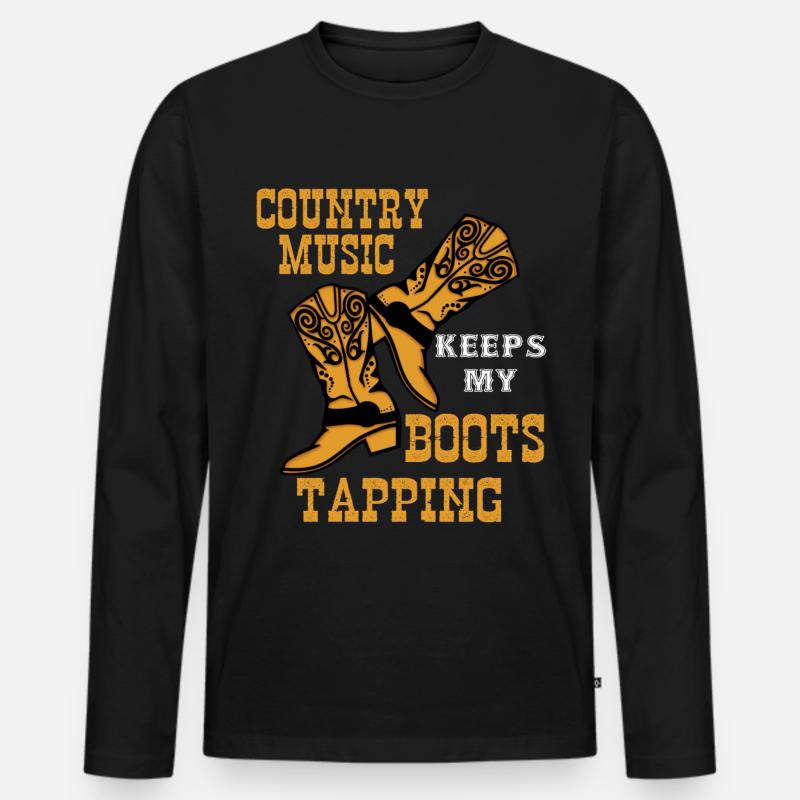 Linedance, Line dancing Boots - Männer Premium Bio Langarmshirt - Schwarz