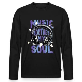 Music soothes my soul musique apaise mon âme - T-shirt manches longues Premium bio Homme - noir - Devant - Nico (187cm)