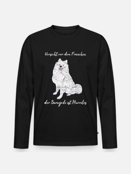 Samojede Hund - Männer Premium Bio Langarmshirt - Schwarz