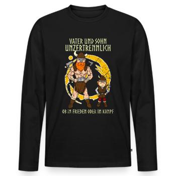 Vater Und Sohn Wikinger Papa Vatertag - Männer Premium Bio Langarmshirt - Schwarz - Vorne - Nico (187cm)