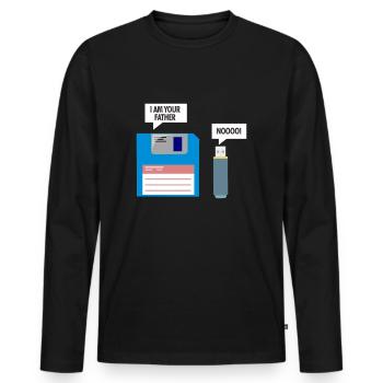 Disquette et USB - T-shirt manches longues Premium bio Homme - noir - Devant - Nico (187cm)