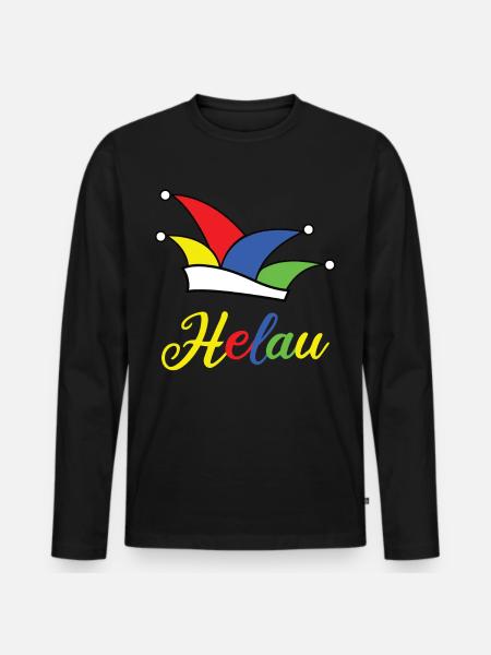 Karneval Helau - Männer Premium Bio Langarmshirt - Schwarz