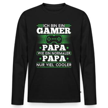 Gamer Papa Geschenk - Männer Premium Bio Langarmshirt - Schwarz - Vorne - Nico (187cm)