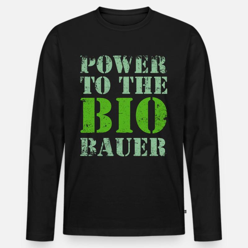 Bio Biobauer Grün Hell - Männer Premium Bio Langarmshirt - Schwarz