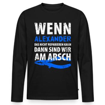 Heimwerker Alexander - Männer Premium Bio Langarmshirt - Schwarz - Vorne - Nico (187cm)