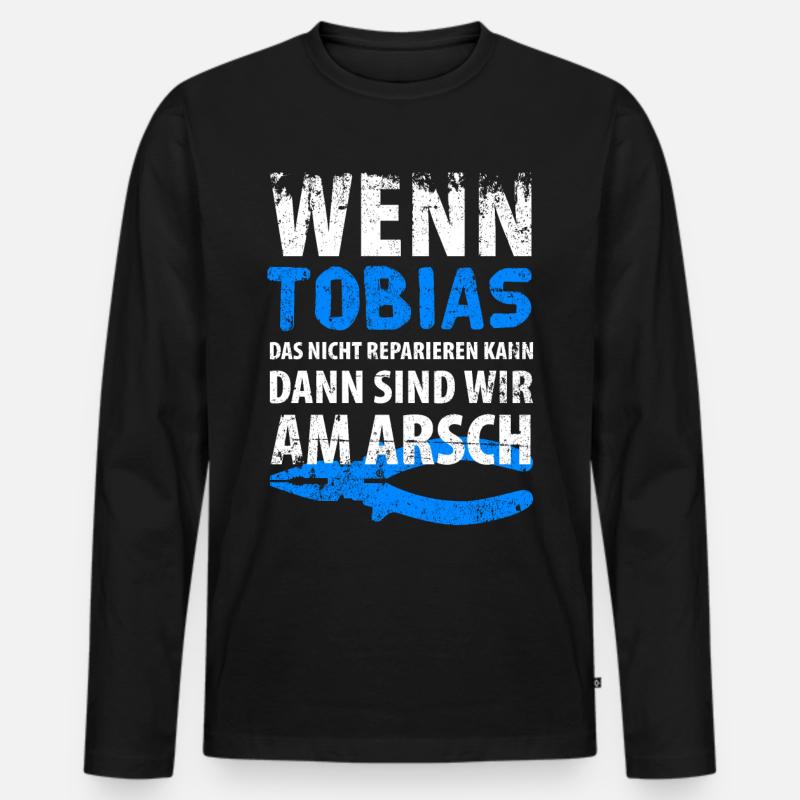 Heimwerker Tobias - Männer Premium Bio Langarmshirt - Schwarz