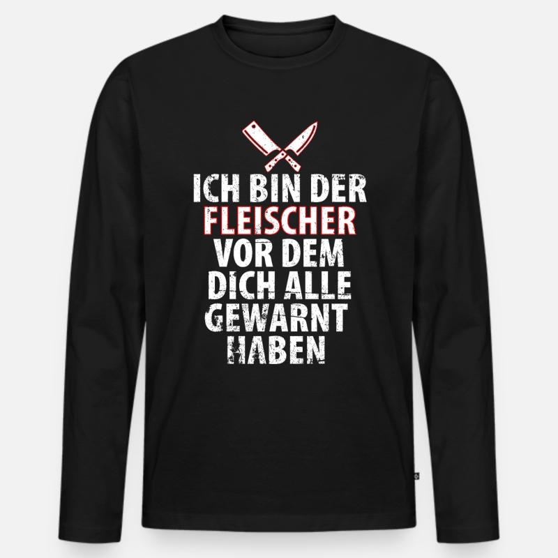 Fleischer Metzger Schlachter - Männer Premium Bio Langarmshirt - Schwarz