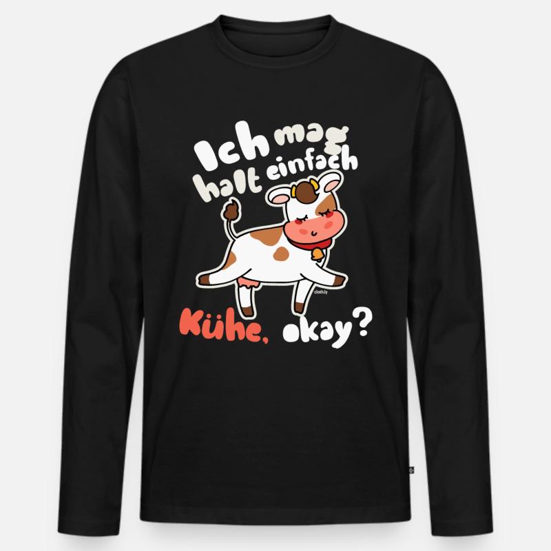 Ich mag halt einfach Kühe Landwirt Bauer - Männer Premium Bio Langarmshirt - Schwarz