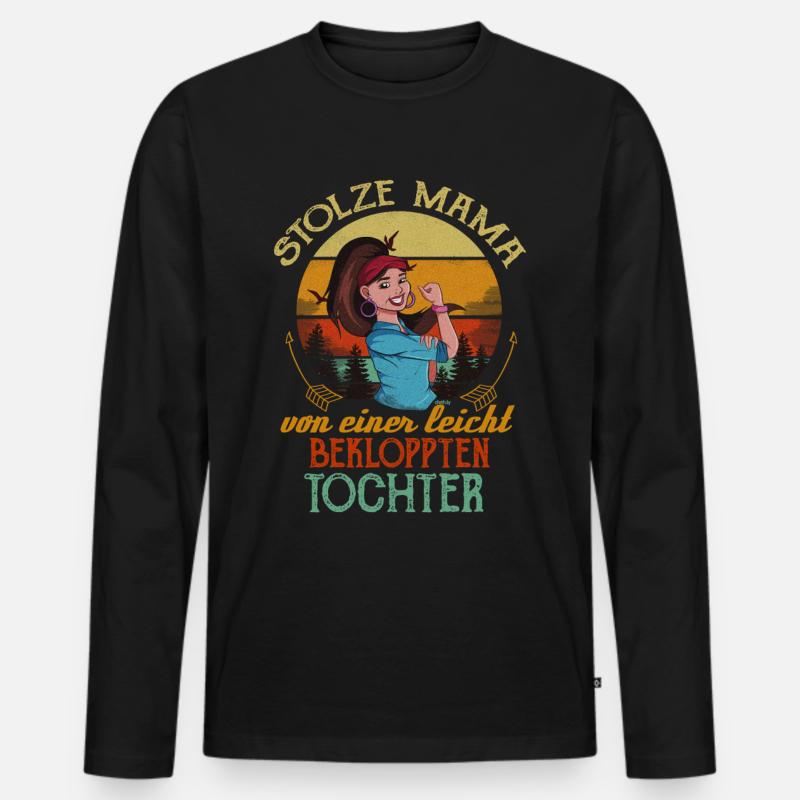 Stolze Mama Mutter Tochter Eltern - Männer Premium Bio Langarmshirt - Schwarz