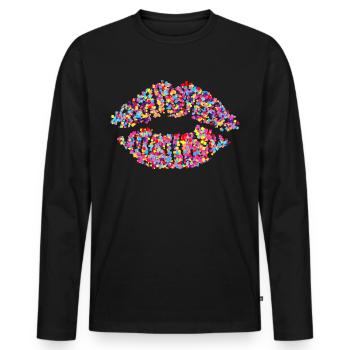 kiss mouth - Men's Premium Organic Long Sleeve Shirt - black - Front - Nico (187cm)