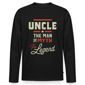 Mens oncle l'homme le mythe le cadeau légende - T-shirt manches longues Premium bio Homme - noir - Devant - Nico (187cm)