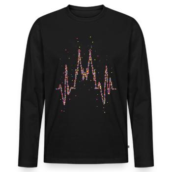 Battement de coeur, cathédrale de Cologne, carnaval - T-shirt manches longues Premium bio Homme - noir - Devant - Nico (187cm)