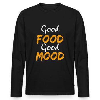 Good food good mood - Men's Premium Organic Long Sleeve Shirt - black - Front - Nico (187cm)