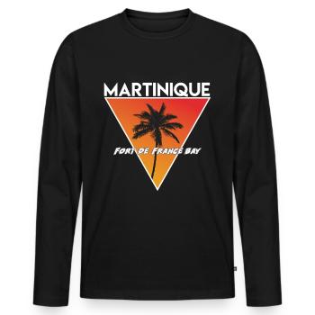 Martinique avec capitale - T-shirt manches longues Premium bio Homme - noir - Devant - Nico (187cm)
