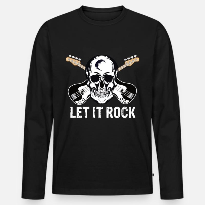 Rock Musik - Männer Premium Bio Langarmshirt - Schwarz
