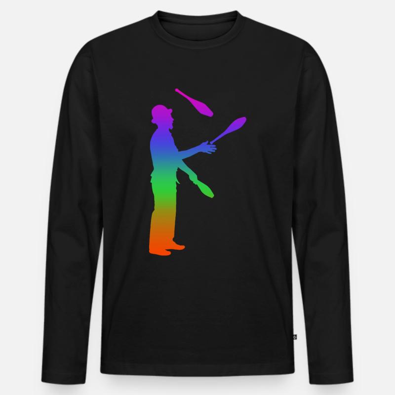 Jonglieren Regenbogen Silhuette - Männer Premium Bio Langarmshirt - Schwarz