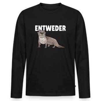 Lustiges Otter Wiesel Tier Geschenk Kind Papa Mama - Männer Premium Bio Langarmshirt - Schwarz - Vorne - Nico (187cm)