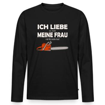 Kettensäge Holzfäller Motorsäge - Männer Premium Bio Langarmshirt - Schwarz - Vorne - Nico (187cm)