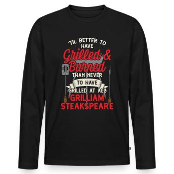 Funny BBQ BBQ Griller Shirt - T-shirt manches longues Premium bio Homme - noir - Devant - Nico (187cm)
