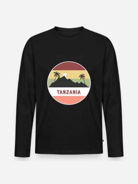 Tansania Retro Land und Länder - Männer Premium Bio Langarmshirt - Schwarz