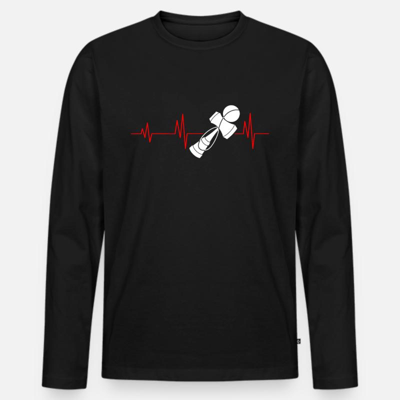Kendama Herzschlag - Männer Premium Bio Langarmshirt - Schwarz