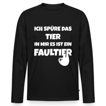 Ich spüre das Tier in mir es ist ein Faultier - Männer Premium Bio Langarmshirt - Schwarz - Vorne - Nico (187cm)