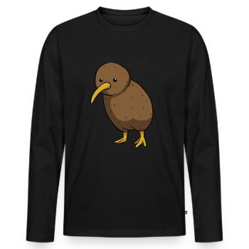Kiwi Vogel - Männer Premium Bio Langarmshirt - Schwarz - Vorne - Nico (187cm)